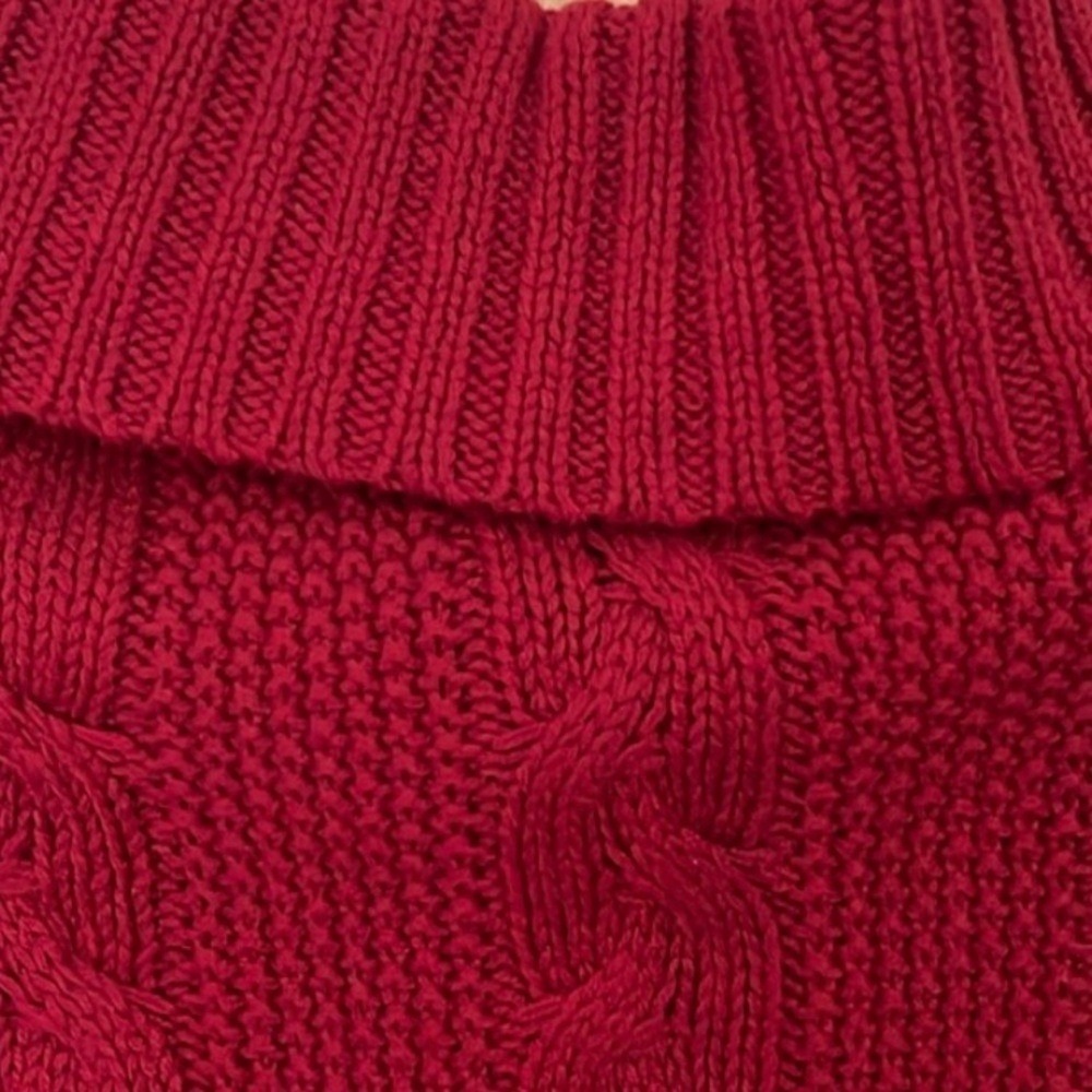 Carter's Girls Kids Red Cable Knit Poncho Turtleneck Button Side Cape Sweater - Picture 2 of 4